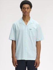 Fred Perry Light Blue Seersucker Revere Collar Shirt - Image 1 of 5