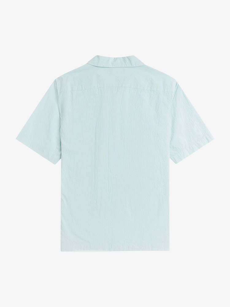 Fred Perry Light Blue Seersucker Revere Collar Shirt - Image 6 of 6