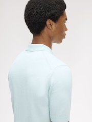 Fred Perry Sky Blue Cotton Knitted Polo Shirt - Image 3 of 5