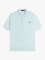 Fred Perry Sky Blue Cotton Knitted Polo Shirt - Image 4 of 5