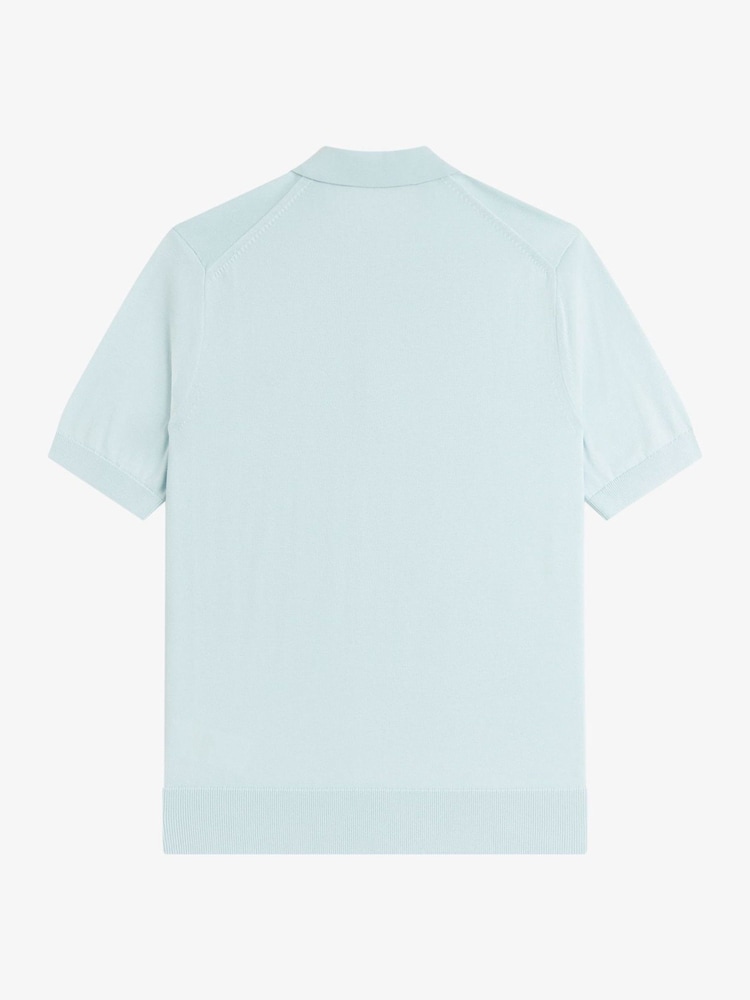 Fred Perry Sky Blue Cotton Knitted Polo Shirt - Image 5 of 5