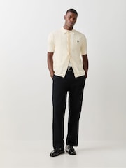Cream - Fred Perry Tonal Vertical Stripe Shirt - Imaginea 2 din 5