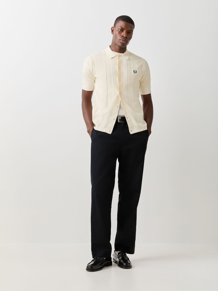 Cream - Fred Perry Tonal Vertical Stripe Shirt - Imaginea 2 din 5 Cream - Fred Perry Tonal Vertical Stripe Shirt - Imaginea 2 din 5