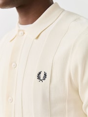 Cream - Fred Perry Tonal Vertical Stripe Shirt - Imaginea 4 din 5