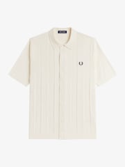 Cream - Fred Perry Tonal Vertical Stripe Shirt - Imaginea 5 din 5