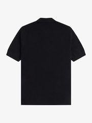 Fred Perry Black Panel Detail Knitted Polo Shirt - Image 5 of 5