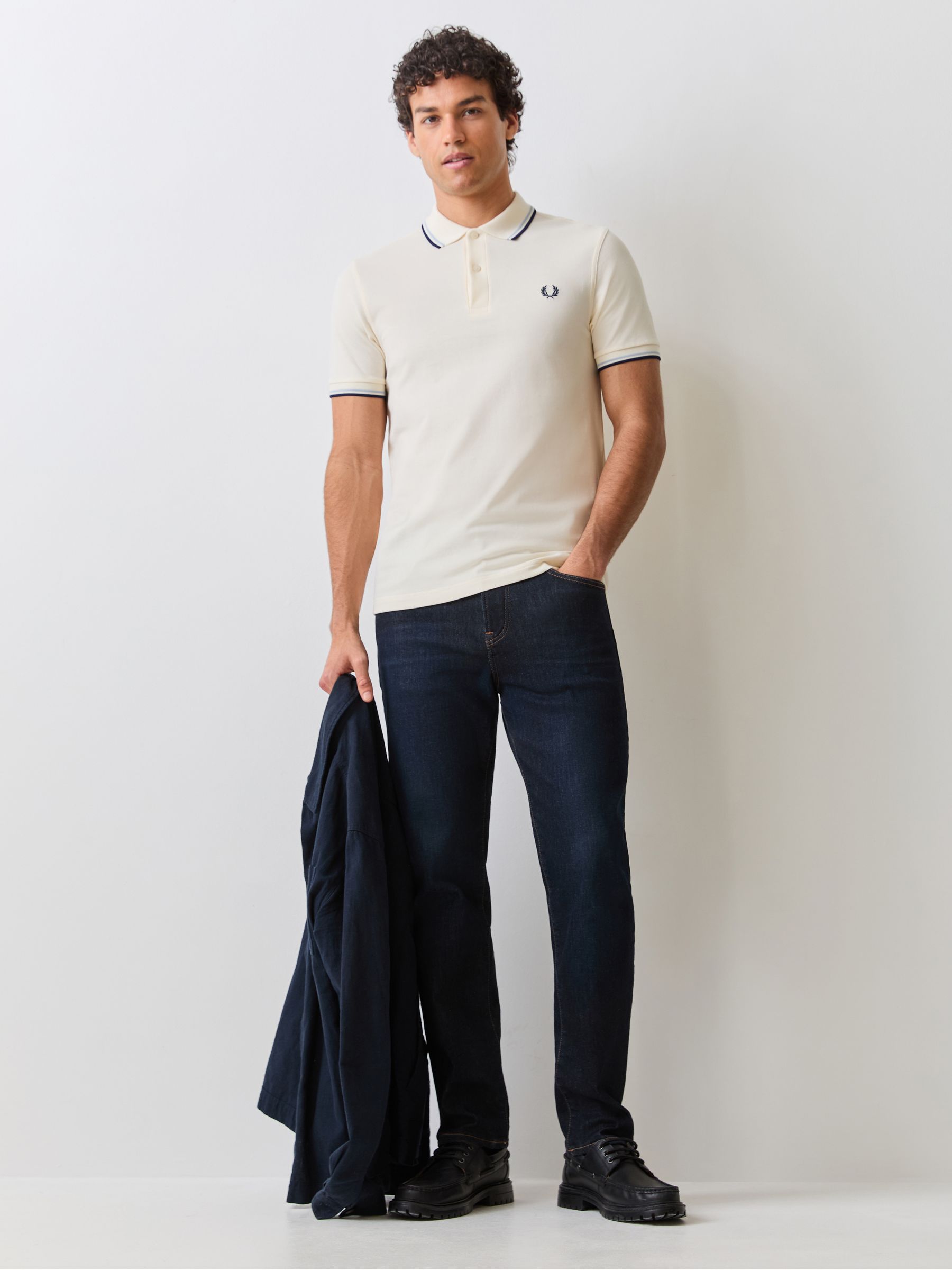 Buy Fred Perry Cream Tipped Short Sleeve Polo Shirt from Next USA