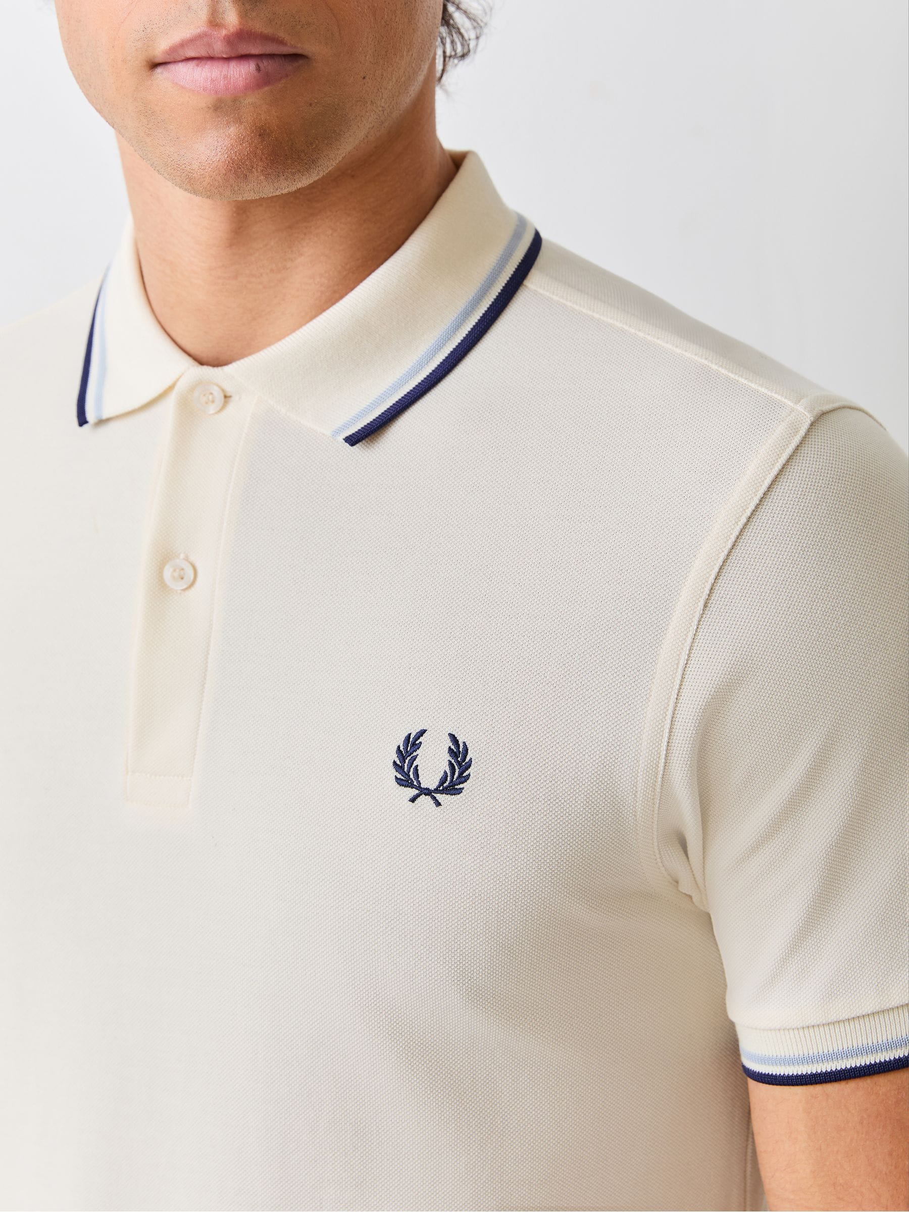 Buy Fred Perry Cream Tipped Short Sleeve Polo Shirt from Next USA