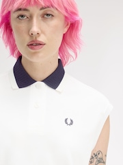 Fred Perry White Mesh Collar Polo Shirt - Image 1 of 3