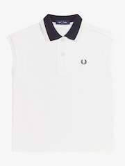 Fred Perry White Mesh Collar Polo Shirt - Image 2 of 3