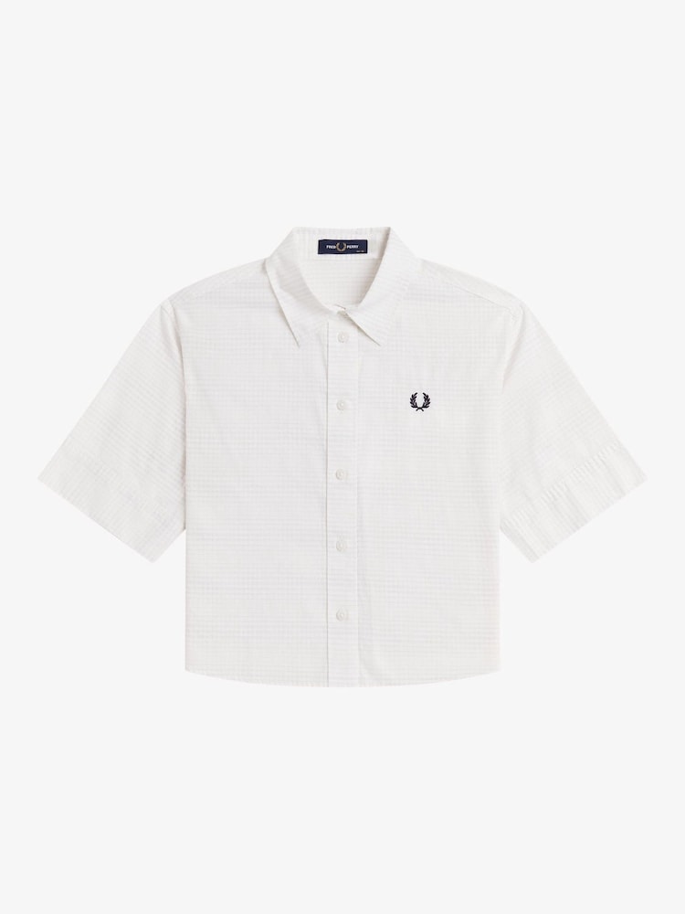 Fred Perry White Open Weave Chequerboard Shirt - Image 1 of 2