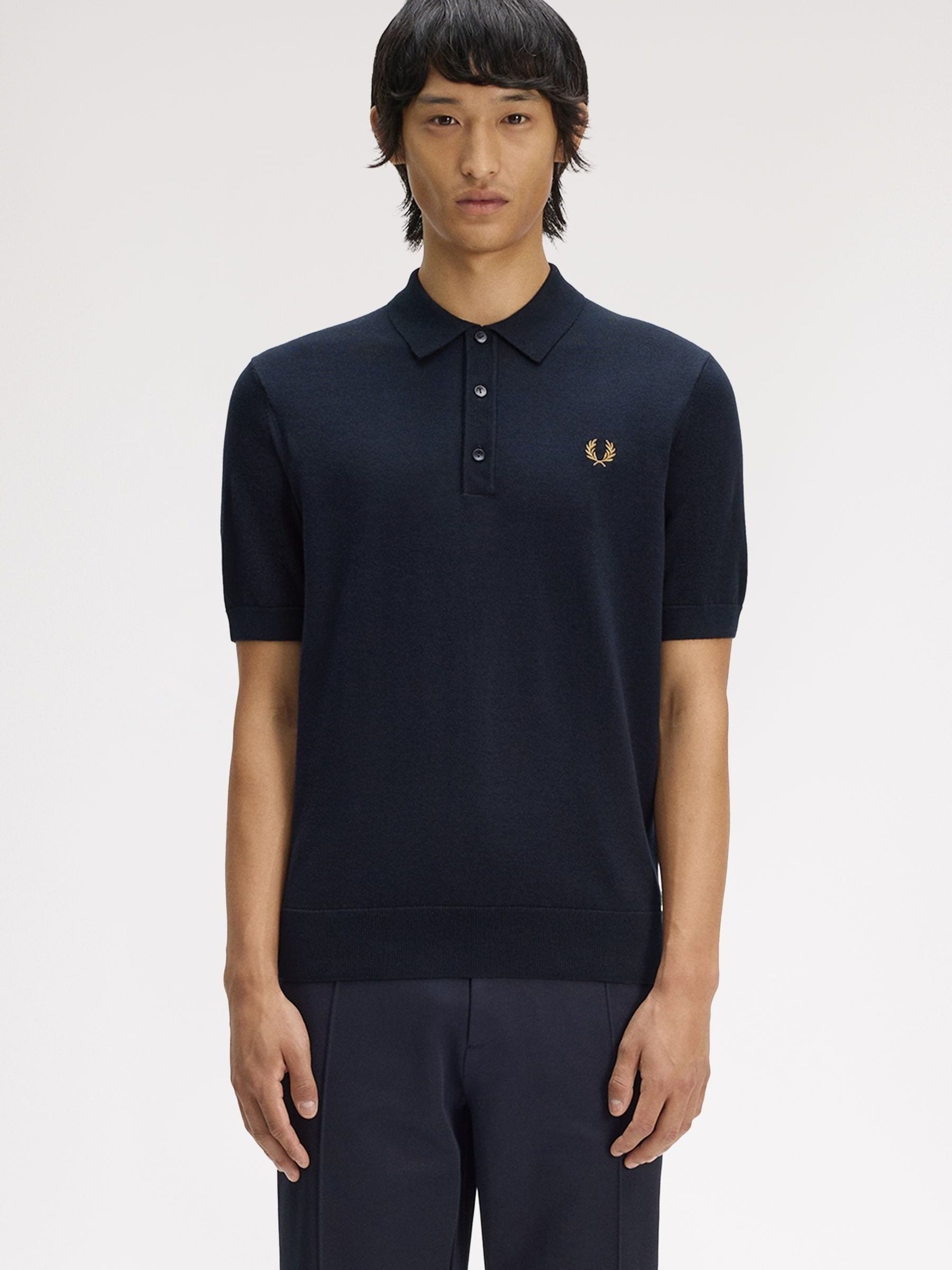 FRED PERRY ニットポロ　 ネイビー Buy Fred Perry Navy Blue Cotton Knitted Polo Shirt from Next USA