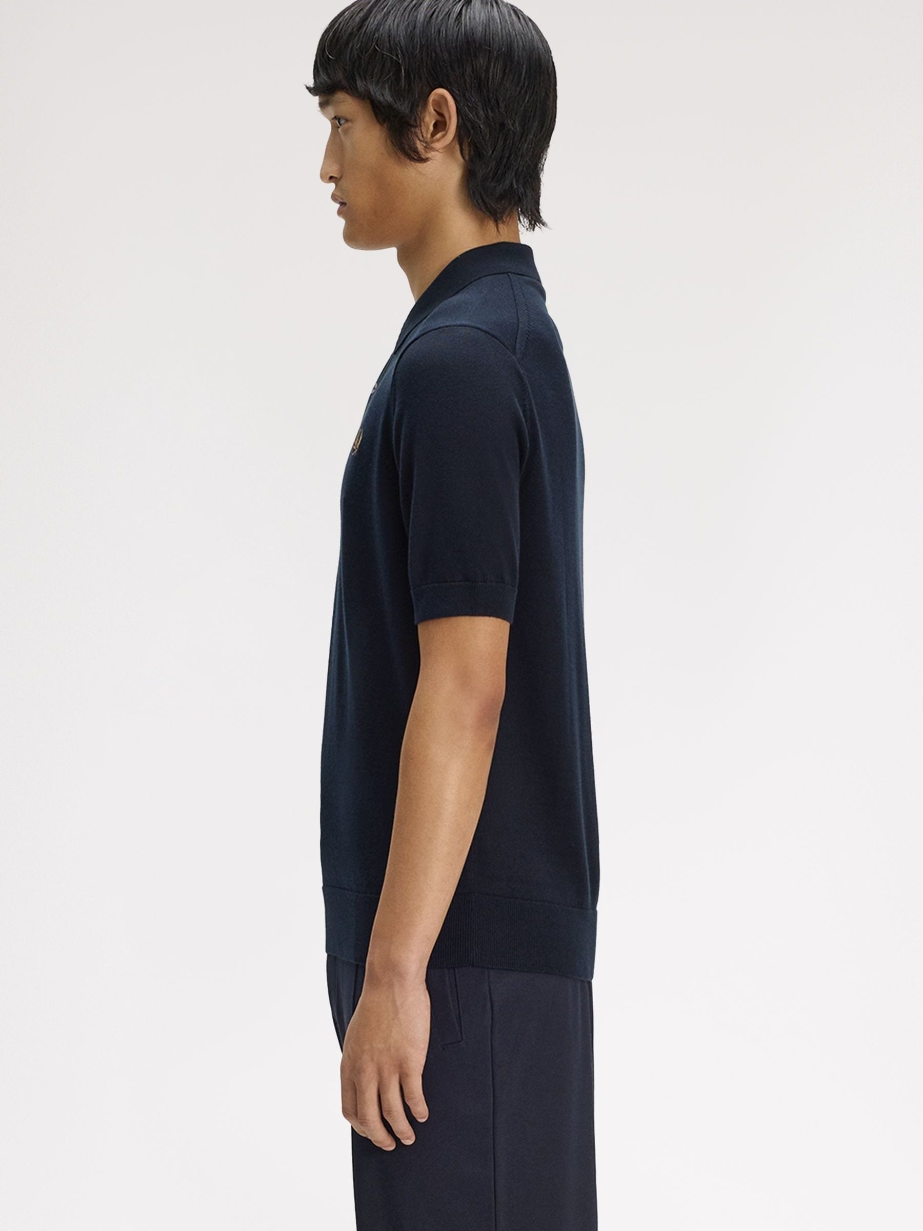 Buy Fred Perry Navy Blue Cotton Knitted Polo Shirt from Next USA