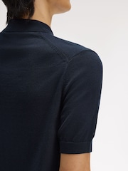 Fred Perry Navy Cotton Knitted Polo Shirt - Image 3 of 5