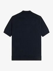 Fred Perry Navy Cotton Knitted Polo Shirt - Image 5 of 5