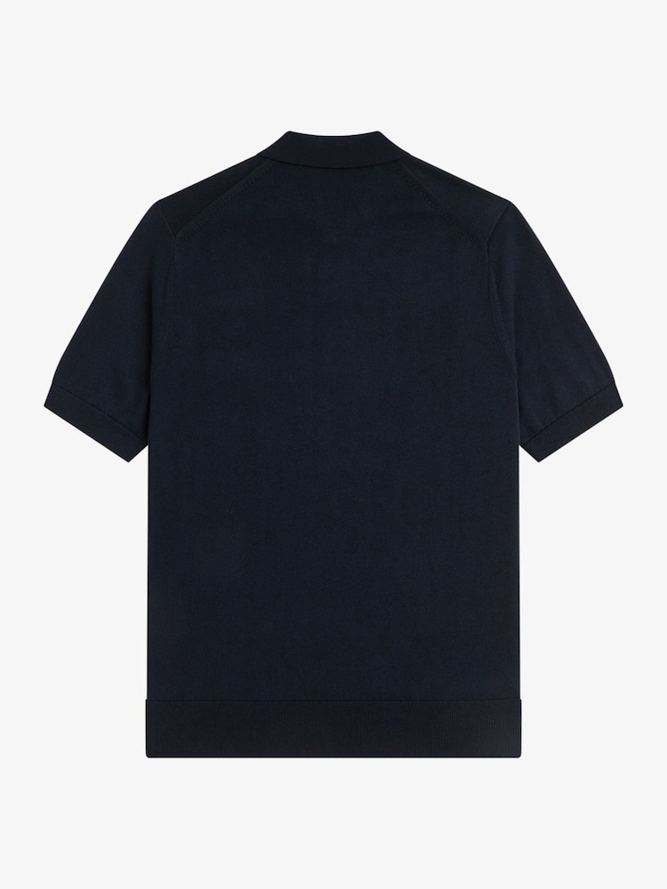Fred Perry Navy Cotton Knitted Polo Shirt - Image 5 of 5 Fred Perry Navy Cotton Knitted Polo Shirt - Image 5 of 5