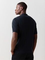 Fred Perry Blue Panel Detail Knitted Polo Shirt - Image 3 of 5