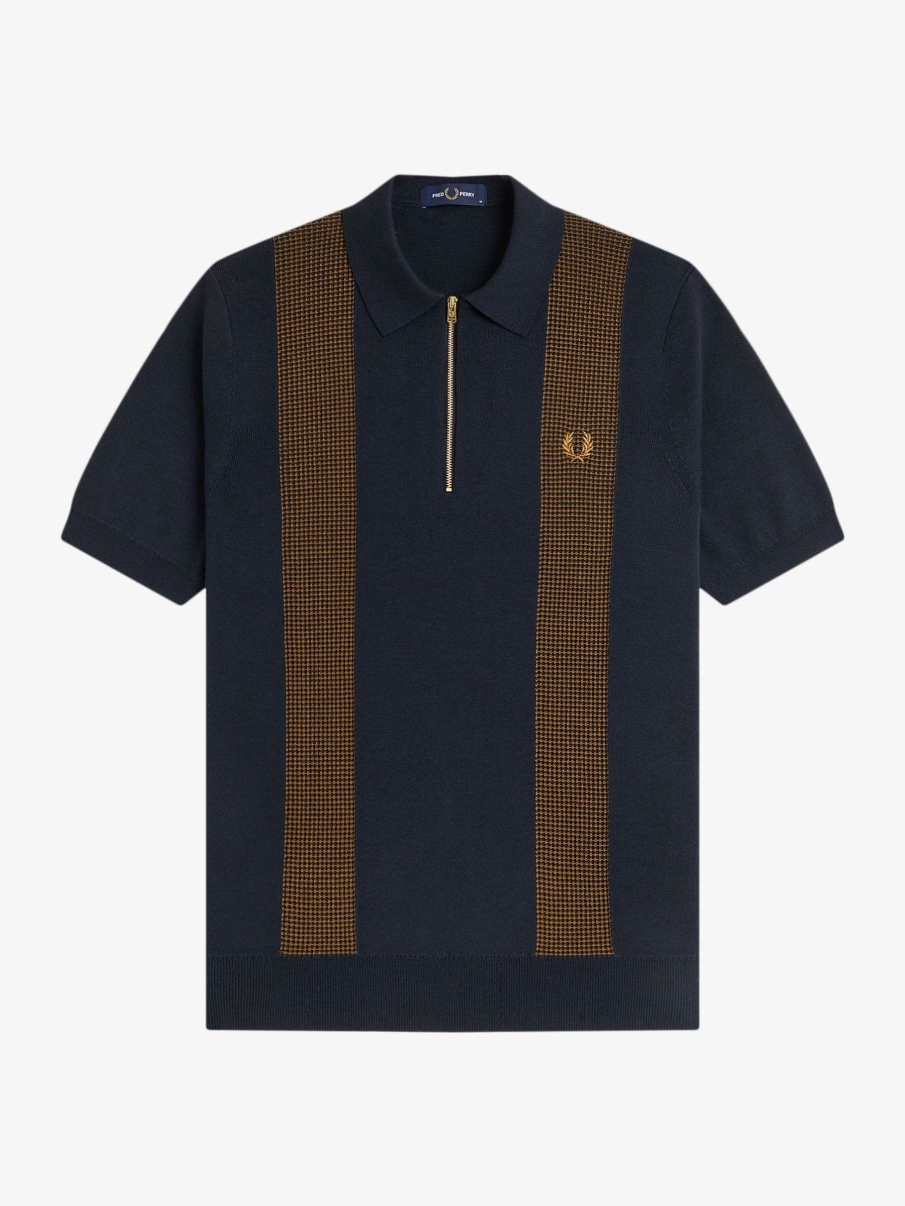 Buy Fred Perry Blue Panel Detail Knitted Polo Shirt from the Next