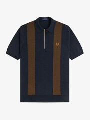 Fred Perry Blue Panel Detail Knitted Polo Shirt - Image 5 of 5
