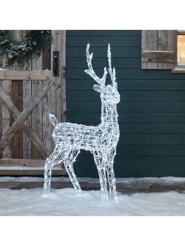 Lights4fun 1.2m Acrylic Stag LED Light Up Reindeer - Image 1 of 5