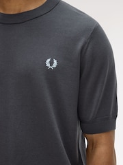 Fred Perry Grey Cotton Knitted T-Shirt - Image 3 of 5
