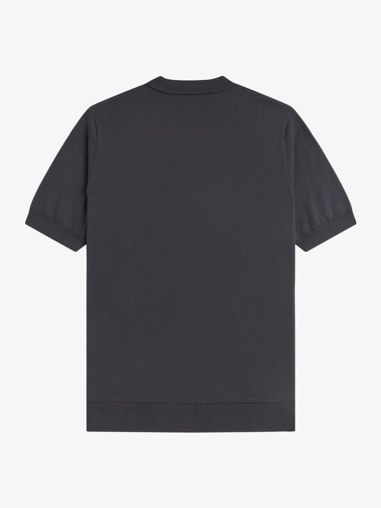 Fred Perry Grey Cotton Knitted T-Shirt - Image 5 of 5
