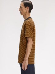 Fred Perry Brown Fine Stripe Heavy Weight T-Shirt - Image 2 of 5