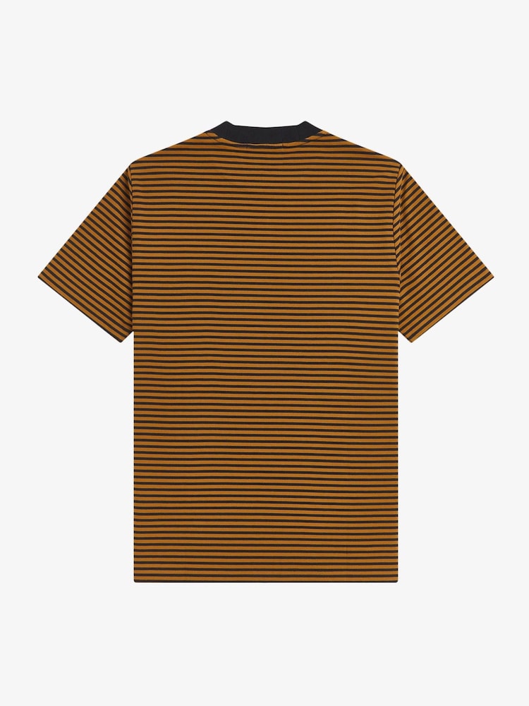 Fred Perry Brown Fine Stripe Heavy Weight T-Shirt - Image 5 of 5 Fred Perry Brown Fine Stripe Heavy Weight T-Shirt - Image 5 of 5