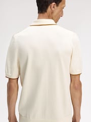 Fred Perry Cream Tonic Waffle Knitted Polo Shirt - Image 3 of 5