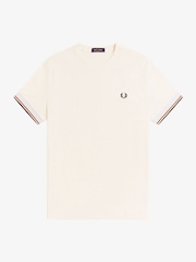 Fred Perry Cream Twin Tipped  Cuff T-Shirt - Image 4 of 5