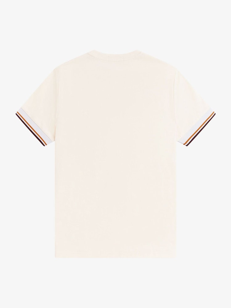 Fred Perry Cream Twin Tipped  Cuff T-Shirt - Image 6 of 6