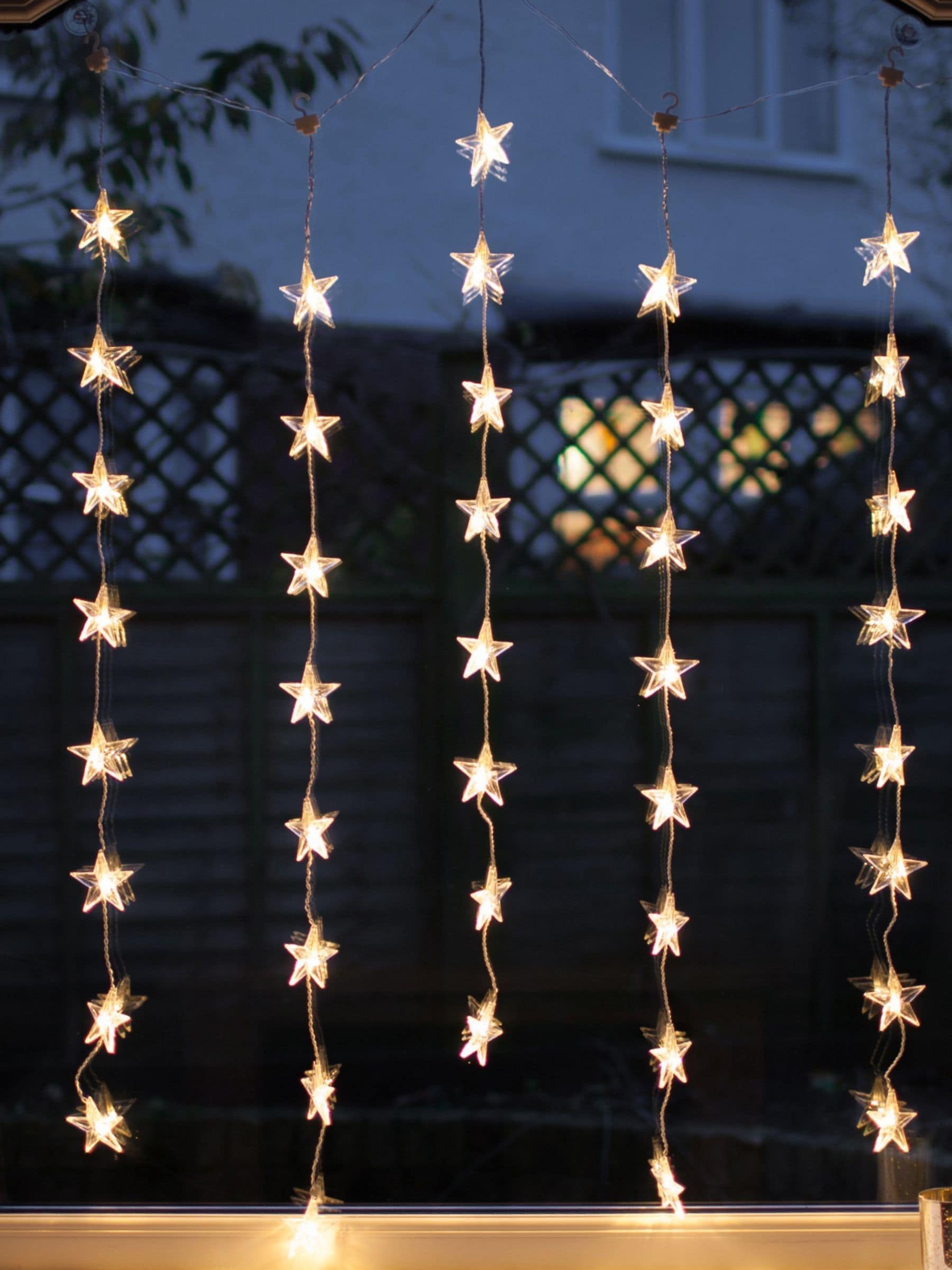 Lights4fun Indoor Hanging Festive Star Curtain Window Light with 40 Warm White LEDs on Clear Cable, Plug-in Safe Festive Christmas Display Window Decoration, 1m x 1m - Image 3
