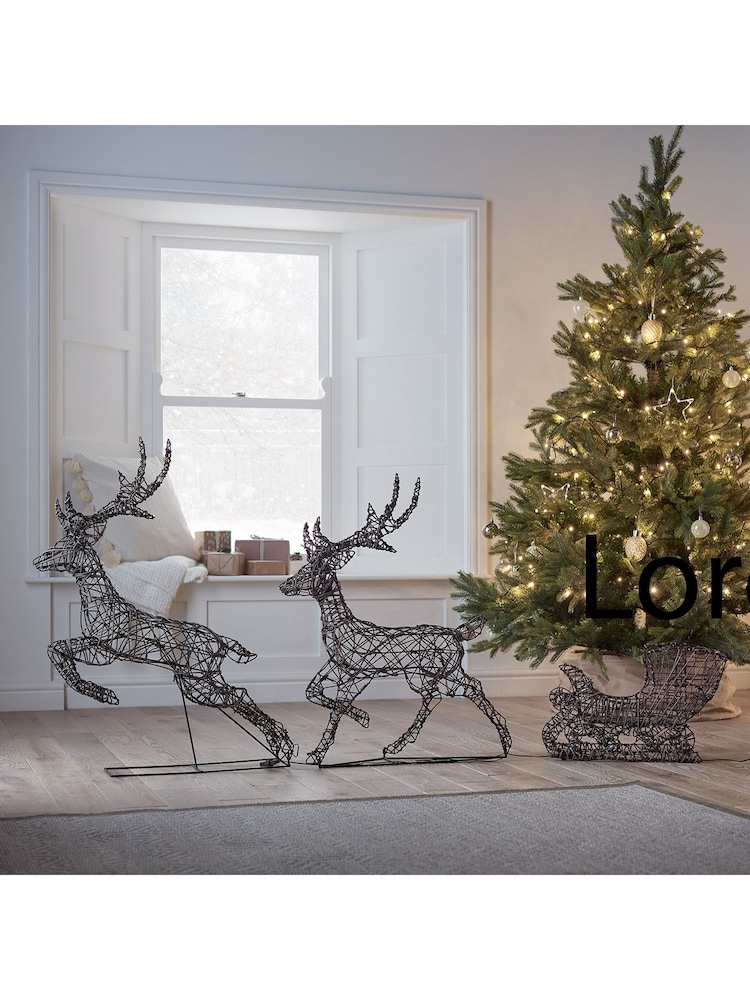 Lights4fun 86cm Rattan Light Up Reindeer & Sleigh - Image 3 of 3 Lights4fun 86cm Rattan Light Up Reindeer & Sleigh - Image 3 of 3