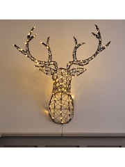 Lights4fun 84cm Rattan Stag's Head LED Christmas Light - Image 1 of 3