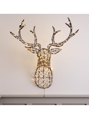 Lights4fun 84cm Rattan Stag's Head LED Christmas Light - Image 2 of 3