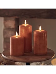 Lights4fun Orange TruGlow® Mottled LED Autumn Candle Trio - Image 1 of 3
