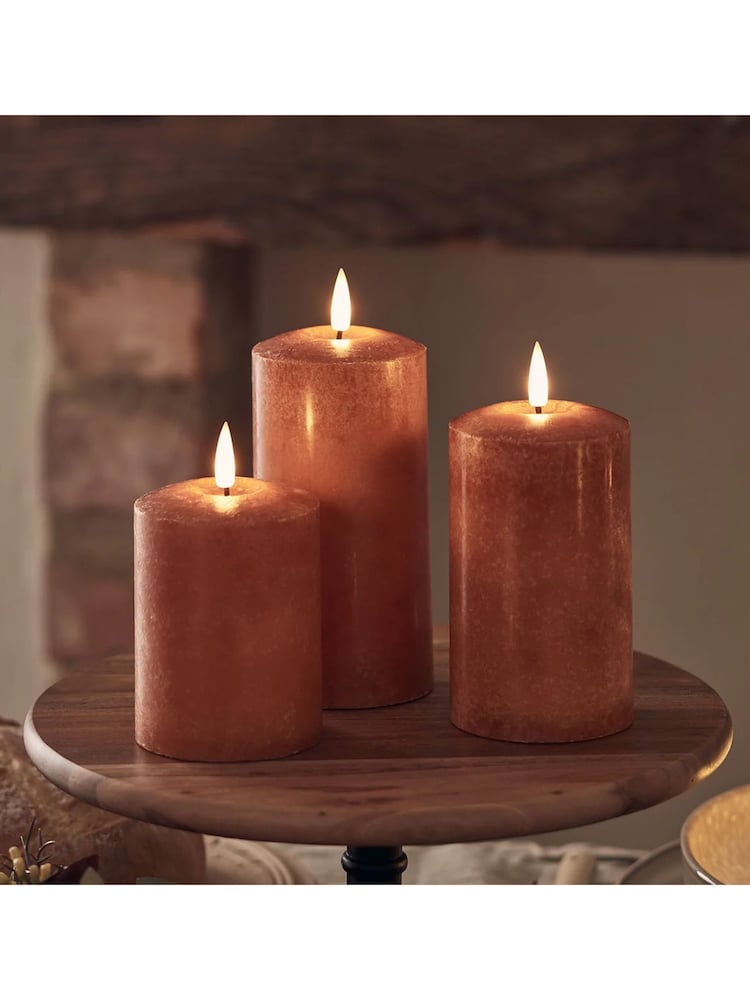 Lights4fun Orange TruGlow® Mottled LED Autumn Candle Trio - Image 1 of 3 Lights4fun Orange TruGlow® Mottled LED Autumn Candle Trio - Image 1 of 3
