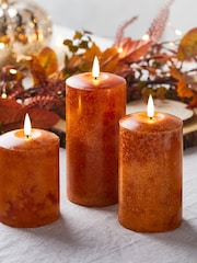 Lights4fun Orange TruGlow® Mottled LED Autumn Candle Trio - Image 4 of 7
