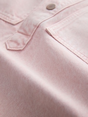 Light Pink Short Sleeve Utility Denim Mini Dress - Image 5 of 6
