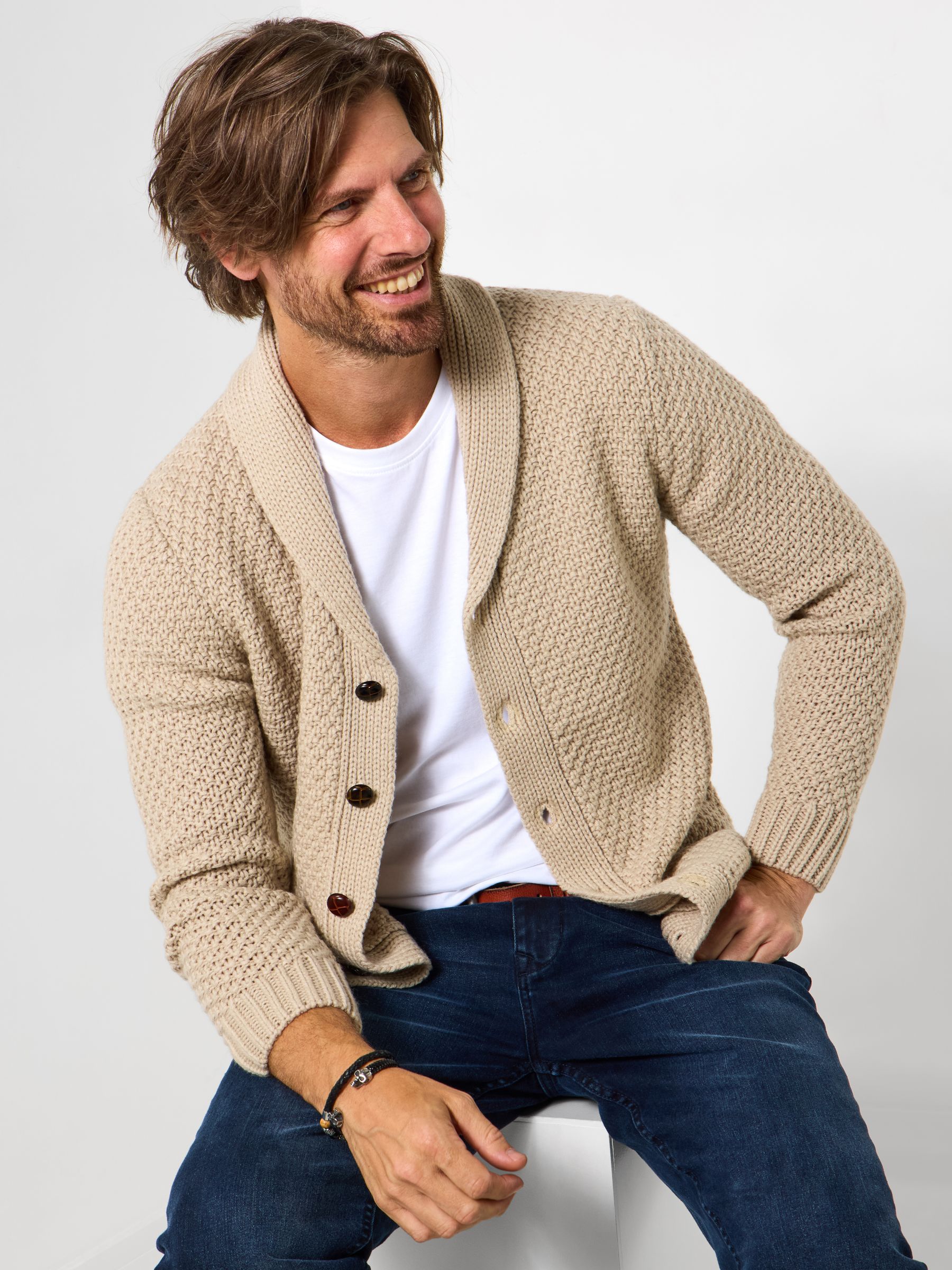 Buy Joe Browns Cream Cosy Shawl Neck Winter Knit Cardigan from the