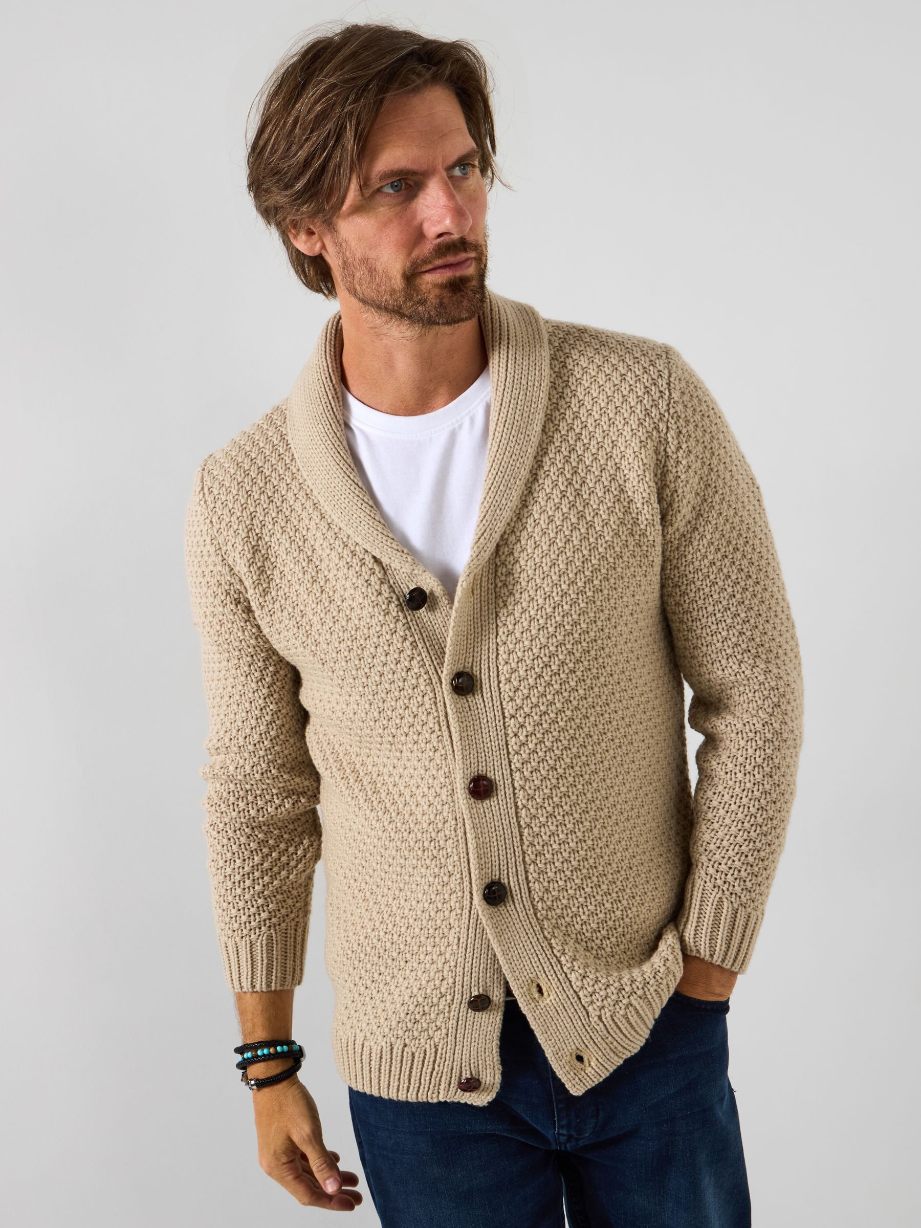 Buy Joe Browns Cream Cosy Shawl Neck Winter Knit Cardigan from the