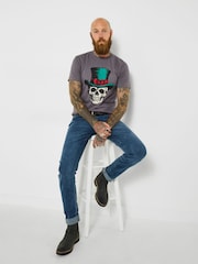 Joe Browns Grey Mens Top Hat Graphic T-Shirt - Image 3 of 5