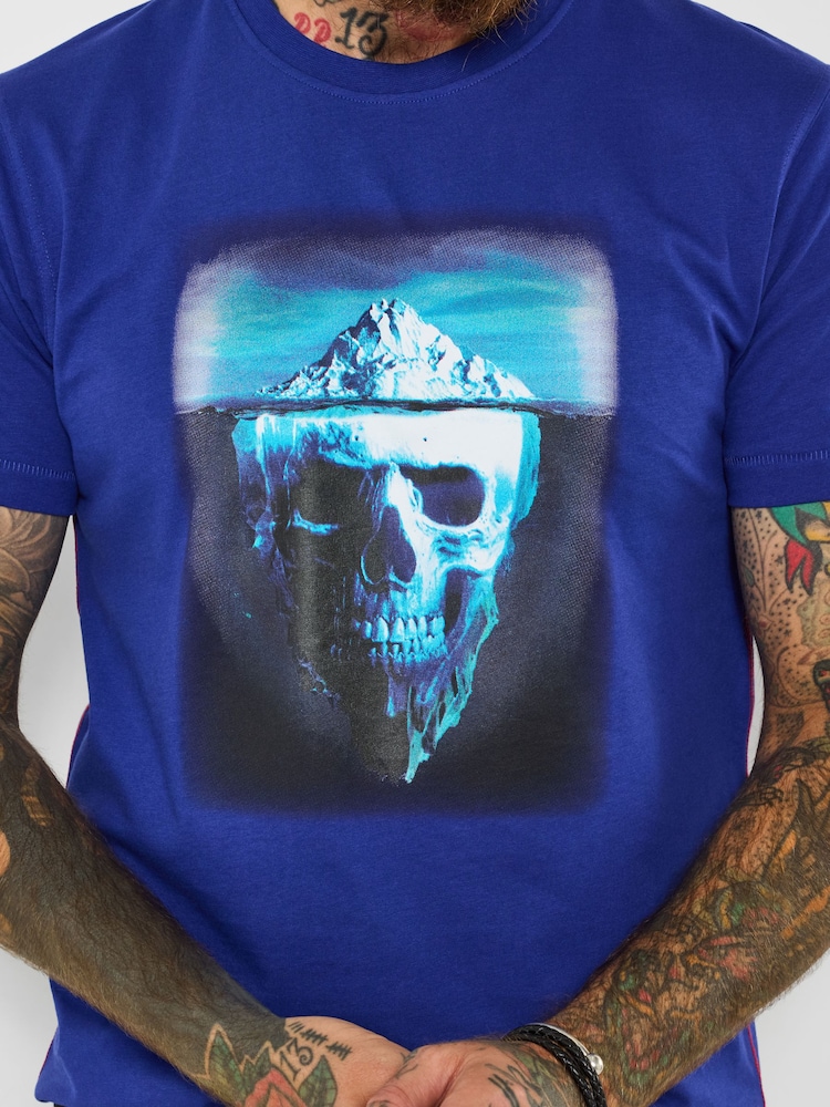 Joe Browns Blue Casual Relaxed Skull Print T-Shirt - Image 2 of 5 Joe Browns Blue Casual Relaxed Skull Print T-Shirt - Image 2 of 5