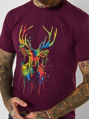 Joe Browns Purple Stag Print Graphic T-Shirt - Image 2 of 5