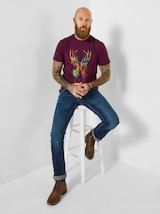 Joe Browns Purple Stag Print Graphic T-Shirt - Image 3 of 5