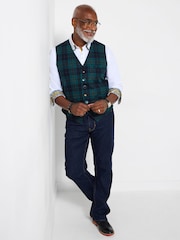 Joe Browns Green Contrast Buttons Check Trim Tailored Waistcoat - Image 3 of 8