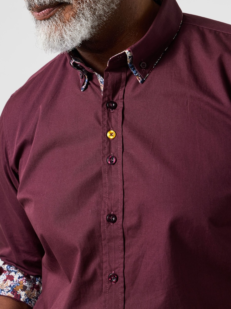 Joe Browns Purple Floral Trim Double Collar Long Sleeve Shirt - Image 2 of 7 Joe Browns Purple Floral Trim Double Collar Long Sleeve Shirt - Image 2 of 7
