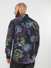 Joe Browns Black Large Paisley Print Long Sleeve Shirt - Image 4 of 5