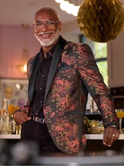 Joe Browns Red Shawl Collar Statement Floral Print Blazer - Image 1 of 7