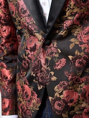 Joe Browns Red Shawl Collar Statement Floral Print Blazer - Image 3 of 7